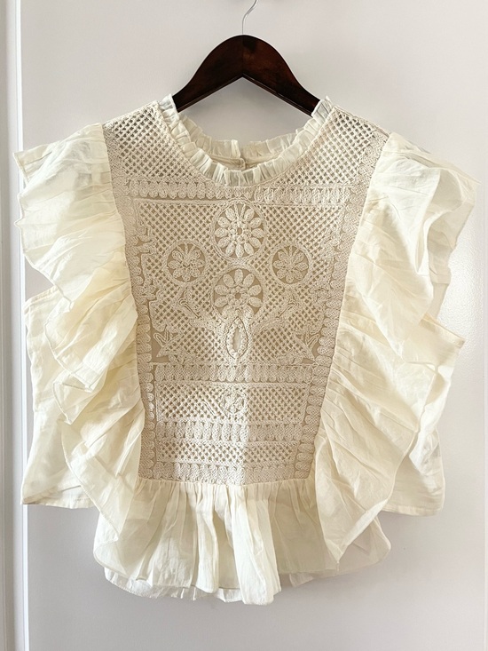 Joie Tops - Cream Lace Ruffle Women's Top